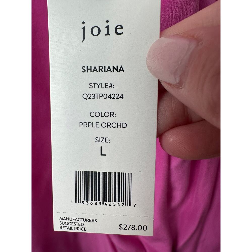 $278 Joie Shariana L LS V-Neck Blouse Top 100% Silk NEW Purple Orchid A31 - Picture 4 of 8